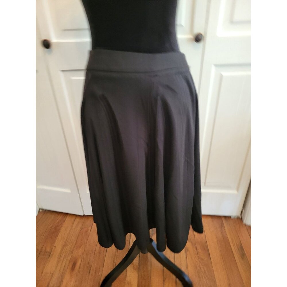 Black Knit Midi Circle Skirt sz M Retro Twee Skater Goth Whimsygoth Minimalist - Picture 3 of 5
